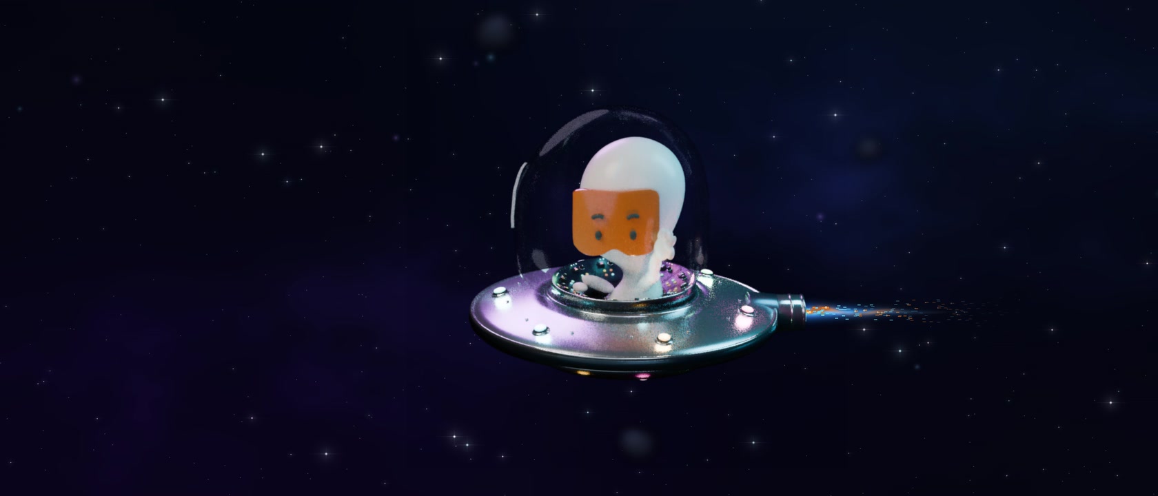 Alien astronaut flying through space