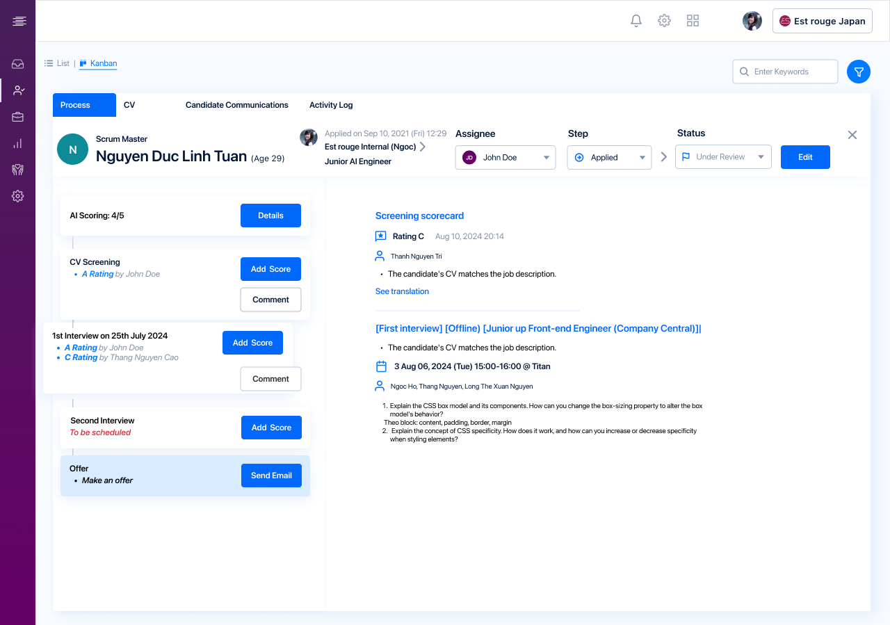 H.Central candidate process prototype screen